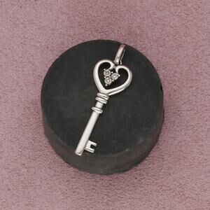 zales sterling silver diamond accent heart skeleton key pendant
